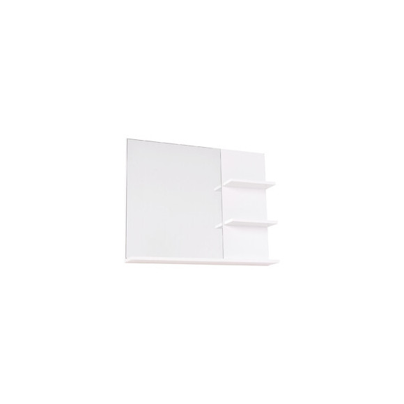 Miroir De Salle De Bain Avec Étagères - 2 Étagères Latérales + Grande Étagère Inférieure - Kit Installation Fourni - Md