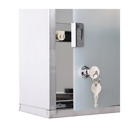 Armoire À Pharmacie 2 Étagères 3 Niveaux Verrouillable Porte Verre Trempé Dépoli Logo Croix 25l X 12l X 48h Cm Acier Inox