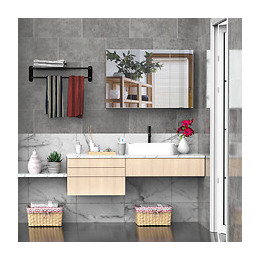 Armoire Murale Miroir Salle De Bain 3 Portes 3 Étagères Dim. 90l X 14l X 60h Cm Panneaux Particules Chêne Clair