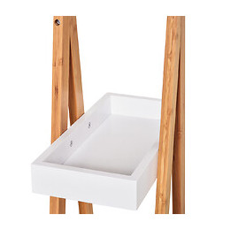 Etagère En Bambou De Salle De Bain Étagère Debout 3 Paniers Dim. 30l X 18l X 81h Cm Bambou Mdf Blanc