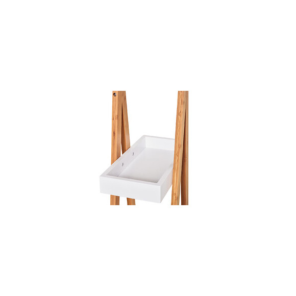 Etagère En Bambou De Salle De Bain Étagère Debout 3 Paniers Dim. 30l X 18l X 81h Cm Bambou Mdf Blanc