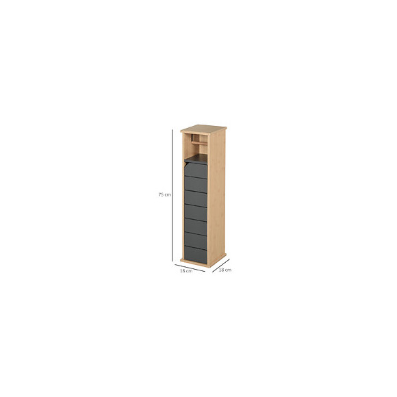 Support Papier Toilette - Porte-papier Toilette - Armoire Pour Papier Toilette - 2 Niveaux + Sortie Papier Mdf Gris Bambou