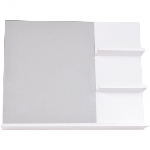 Miroir De Salle De Bain Avec Étagères - 2 Étagères Latérales + Grande Étagère Inférieure - Kit Installation Fourni - Md