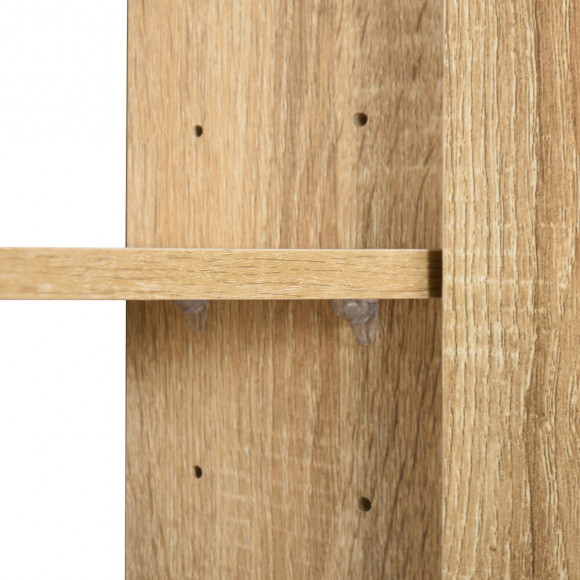 Armoire Murale De Rangement Salle De Bain Avec Porte Miroir Couleur Bois De Chêne Dim. 60l X 15l X H76 Cm
