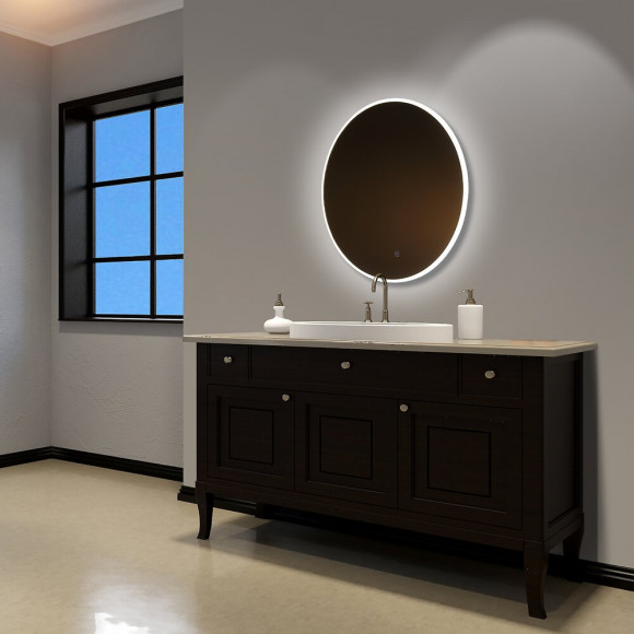 Homcom Miroir Rond Lumineux Led De Salle De Bain 28 W Argenté