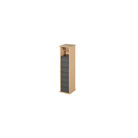 Support Papier Toilette - Porte-papier Toilette - Armoire Pour Papier Toilette - 2 Niveaux + Sortie Papier Mdf Gris Bambou