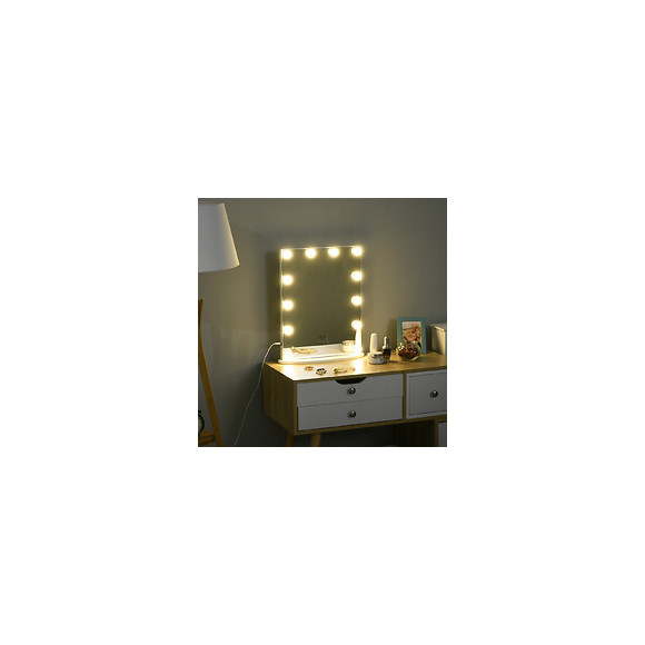 Miroir Maquillage Hollywood Lumineux Led Intensité Réglable Pour Coiffeuse Dim. 41l X 13p X 51h