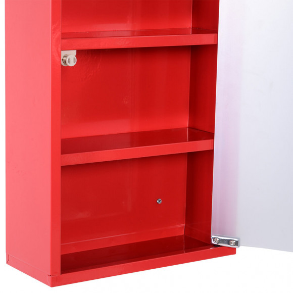 Armoire À Pharmacie 3 Étagères 4 Niveaux Verrouillable Porte Verre Trempé Dépoli Logo Croix 30l X 12l X 60h Cm Acier Inox 