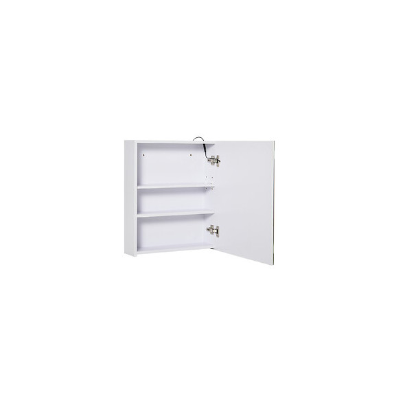 Miroir Lumineux Led Armoire Murale Design De Salle De Bain 2 En 1 Dim. 50l X 15l X 60h Cm Mdf Blanc