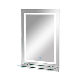 Miroir Lumineux Led 22 W Interrupteur Tactile Étagère Intégrée 50l X 4l X 70h Cm