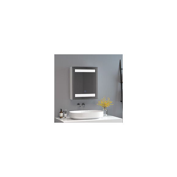 Miroir Lumineux Led Armoire Murale Design De Salle De Bain 2 En 1 Dim. 50l X 15l X 60h Cm Mdf Blanc