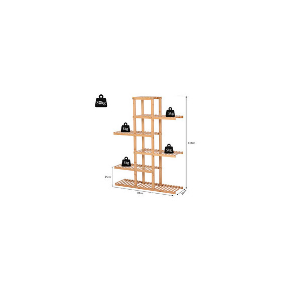 Etagère Salle De Bain Bambou Meuble De Rangement De Salle De Bain Design Cosy Naturel 6 Espaces De Rangement Dim. 98l X 28l X 