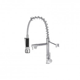 Mitigeur D'évier Chromé Robinet De Cuisine Rotatif Avec Deux Sorties