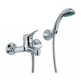 Mitigeur Pour Baignoire Avec Douche En Chrome, Complet Avec Tubes Et Fixations