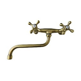 Robinet Mural Cuisine En Laiton Antique Élégant Avec De Vieilles Têtes Rétro