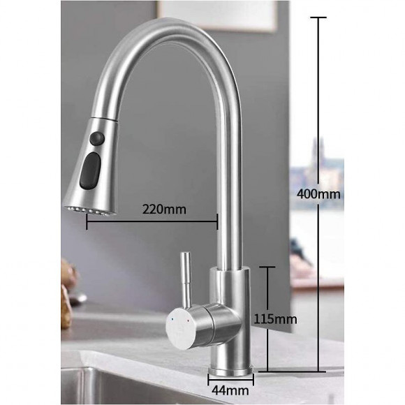 Mitigeur En Acier Inoxydable Avec Douchette Extractible