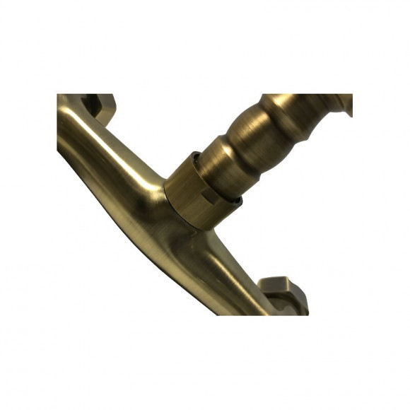 Robinet Mitigeur Complet Mural En Vieux Laiton Bronzé D'époque