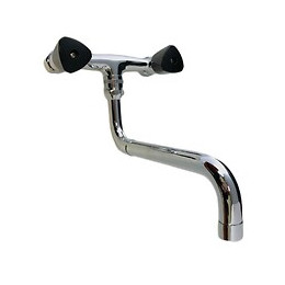 Robinet De Cuisine Mélangeur Mural Avec Poignées Noires Et Bec Télescopique