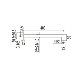 Bras De Douche Carré, 40 Cm