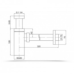 Siphon Carré Caréis En Laiton Chromé Pour Lavabo Sous Coque