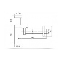 Siphon Carré Caréis En Laiton Chromé Pour Lavabo Sous Coque