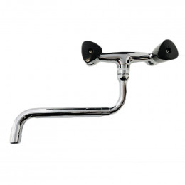 Robinet De Cuisine Mélangeur Mural Avec Poignées Noires Et Bec Télescopique