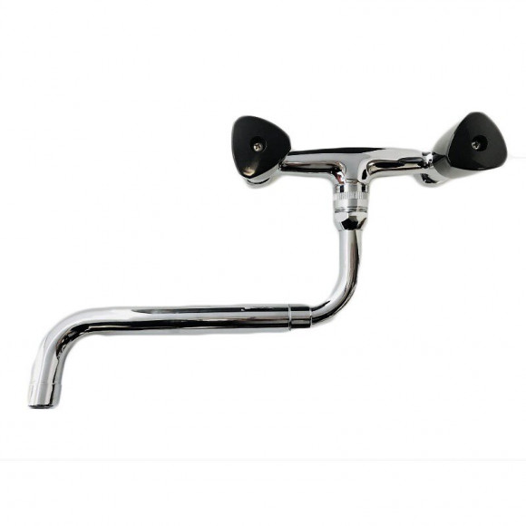 Robinet De Cuisine Mélangeur Mural Avec Poignées Noires Et Bec Télescopique