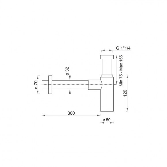 Siphon Minimaliste Pour Lavabo 1' 1/4 , Hauteur Réglable, Set De Siphon G1-1-4"