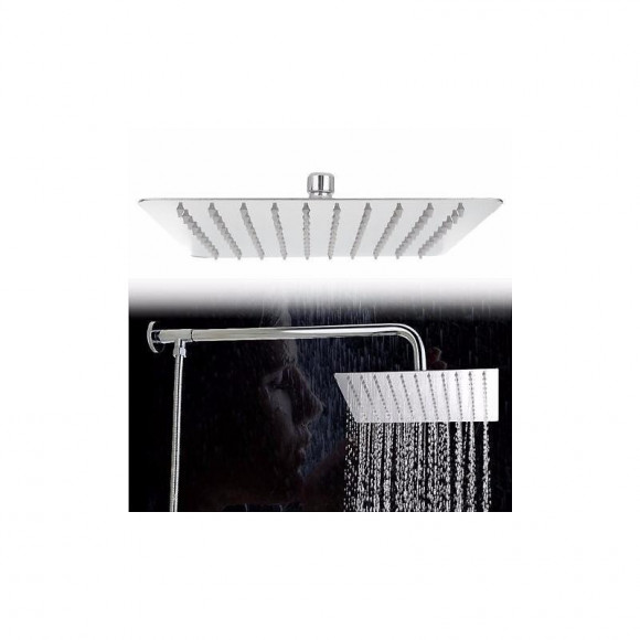 Tête De Douche Carré 200x200mm, Acier Inox Chromé, Articulée
