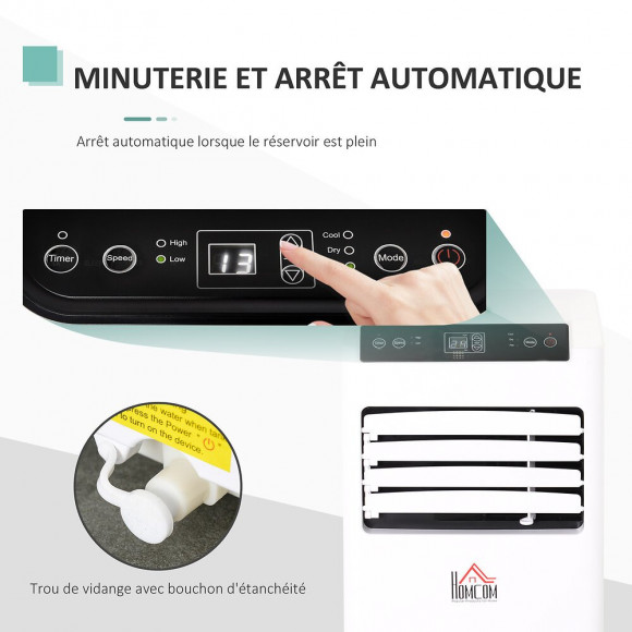 Climatiseur Portable 8.000 Btu/h 860 W - Ventilateur, Déshumidificateur - Réfrigérant Naturel R290 - Télécommande - Débit