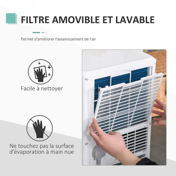 Climatiseur Portable 9.000 Btu/h - Ventilateur, Déshumidificateur - Réfrigérant Naturel R290 - Télécommande - Débit D'air