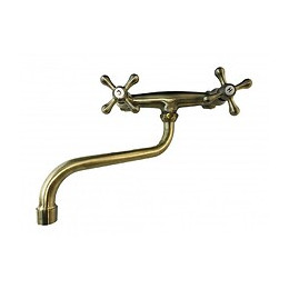 Robinet Mélangeur Cuisine Mural Bronze, Vieux Laiton, Ancienne