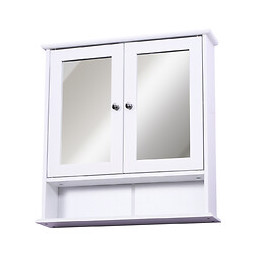 Armoire Murale Étagère Salle De Bain 56l X 13l X 58h Cm Double Porte Miroir Étagère Réglable Mdf Blanc