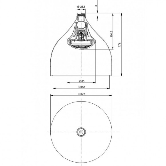 Pomme De Douche Noir Mat En Forme De Cloche Avec Lumière Fixe Blanche