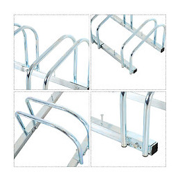 Râtelier Pour 6 Vélos 160 X 33 X 27cm Fixations Au Sol Acier Galvanisé Argent