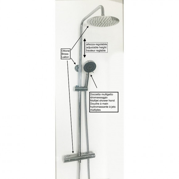 Colonne De Douche Réglable Ronde Hydromassage Chromée Complet