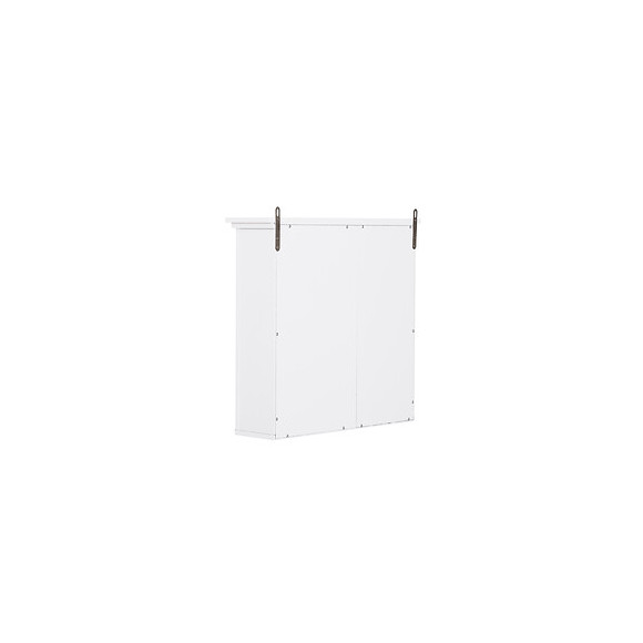 Armoire Haute Murale De Salle De Bain Ou Wc Placard 1 Porte 3 Niches Dim. 53l X 15l X 51h Cm Mdf Panneaux Particules Blanc