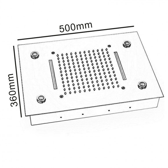 Pomme De Douche Encastrée 50x36 Cm En Cascade Avec Double Jet