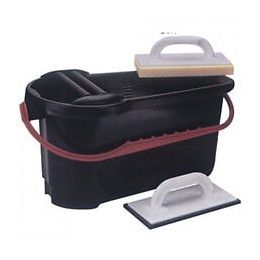 Dtools - Bac De Rinçage À Pour Carreleur 24 L - Nettoyage De Joints - Deux Taloches Éponge Inclus - Avec Roulettes - Noir