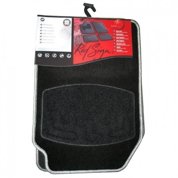 Red Sign Tapis Moquette Sun Noir Borde Silver X4