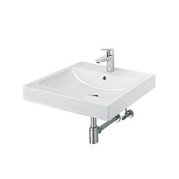 Keramag Icon - Lavabo 60cm Avec Mitigeur Hansgrohe Focus 100, Siphon Design Et Robinets Equerres Schell Inclus C05261000