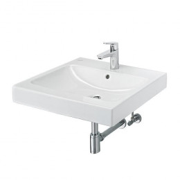 Keramag Icon - Lavabo 60cm Avec Mitigeur Hansgrohe Focus 100, Siphon Design Et Robinets Equerres Schell Inclus C05261000