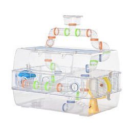 Cage Pour Hamster Souris Rongeur 3 Étages Avec Tunnels Mangeoire Abreuvoir Roue Maison Échelles Toit Ouvrant Ps Métal Blanc 