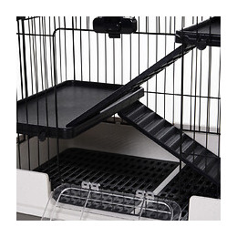Cage Pour Cochons D'inde Chinchilla Rongeur Sur Roulettes - 3 Étages, Rampes, 2 Portes + Trappe, Plateau Excrément Amovible -