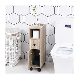 Support Papier Toilette - Porte-papier Toilette - Armoire Pour Papier Toilette - 3 Niveaux + Sortie Papier Panneaux Aspect Chê