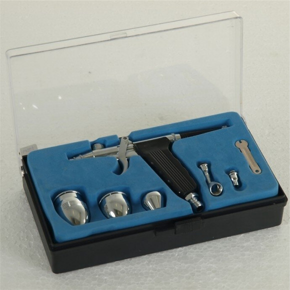 Dtools - Pistolet Aérographe - Buses 0.3 Et 0.5 Mm - Pression 1-3.5 Mpa/ba - Double Fonction - Noir