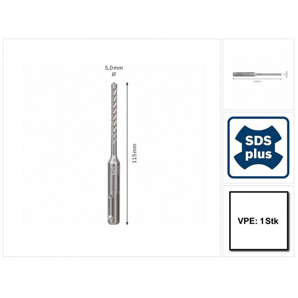 Bosch Sds-plus 7x Foret En Carbure 5x50x115mm, Certifié Pgm ( 2608576104 )
