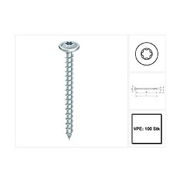 Heco Topix Plus Vis À Bois Professionnelle 6.0 X 70 Mm, Filetage Partiel , Tête Ronde Large, T-drive, Galvanisé Bleu, A3k, 1