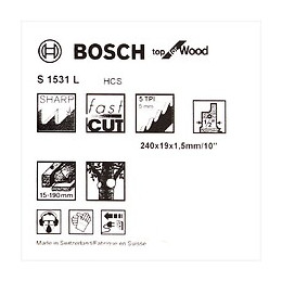 Bosch Lames De Scie Sauteuse 240 Mm Top Pour Bois S 1531 L / S1531l - 5 Pièces ( 2608650676 )