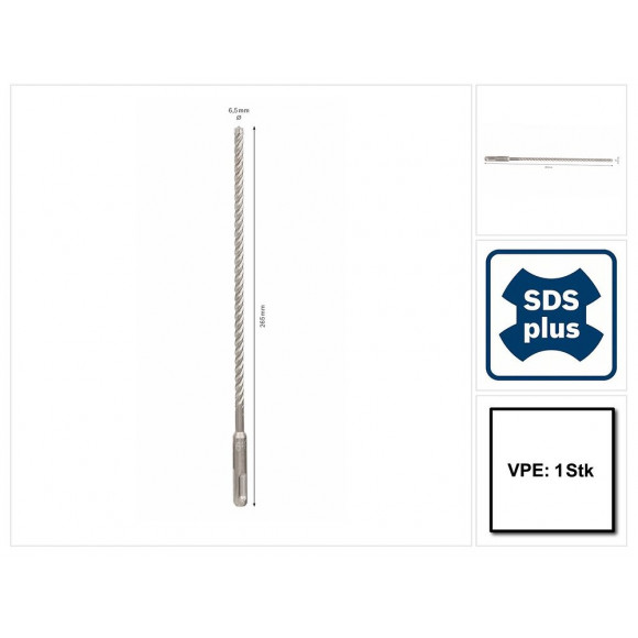 Bosch Sds-plus 7x Foret En Carbure 6,5x200x265mm, Certifié Pgm ( 2608576125 )